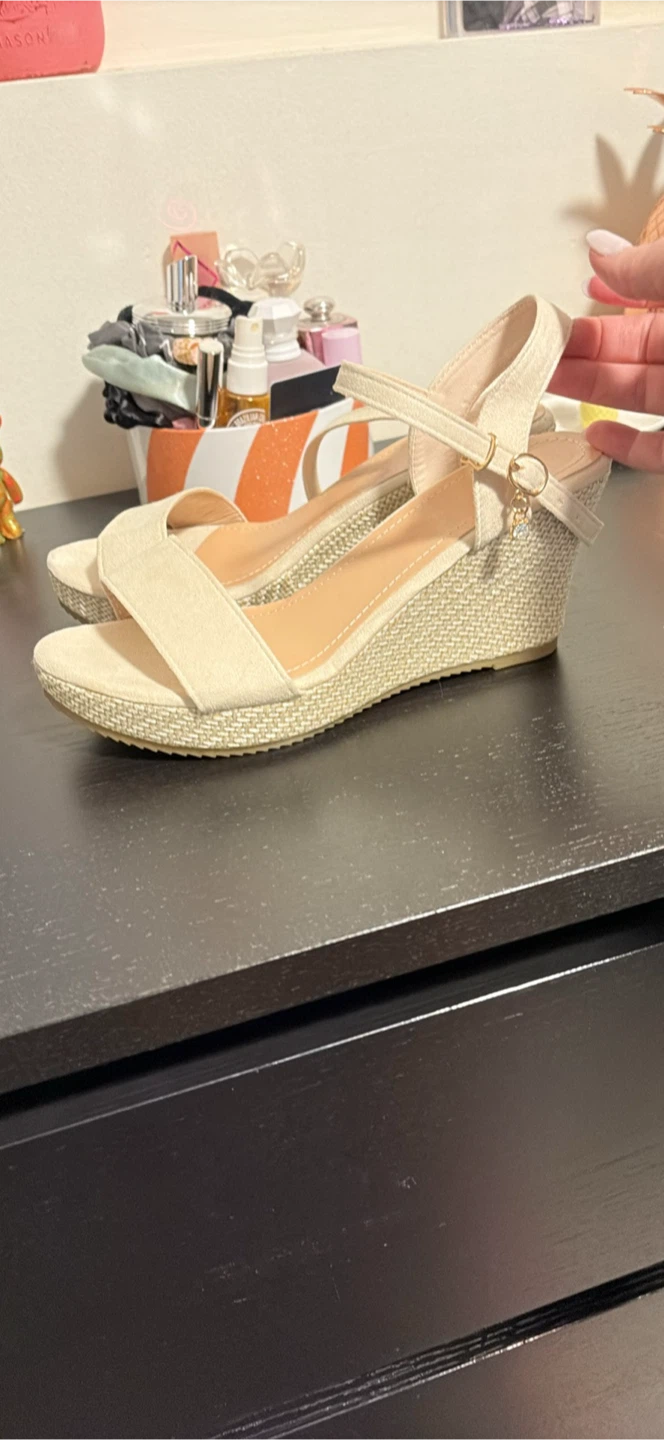 Beige Wedge Sandals