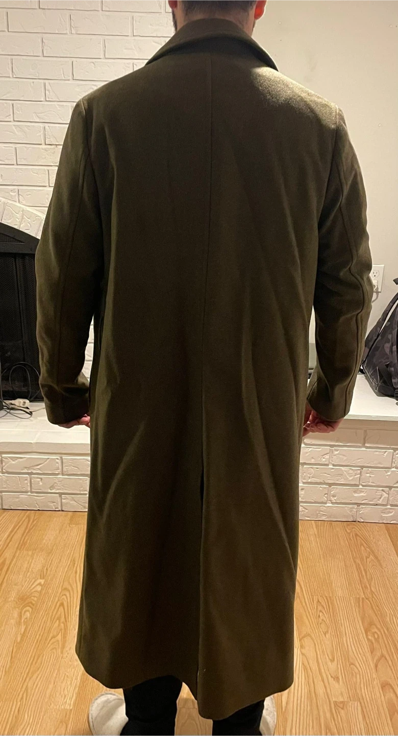Long Wool Blend Coat - Olive Green - photo 5