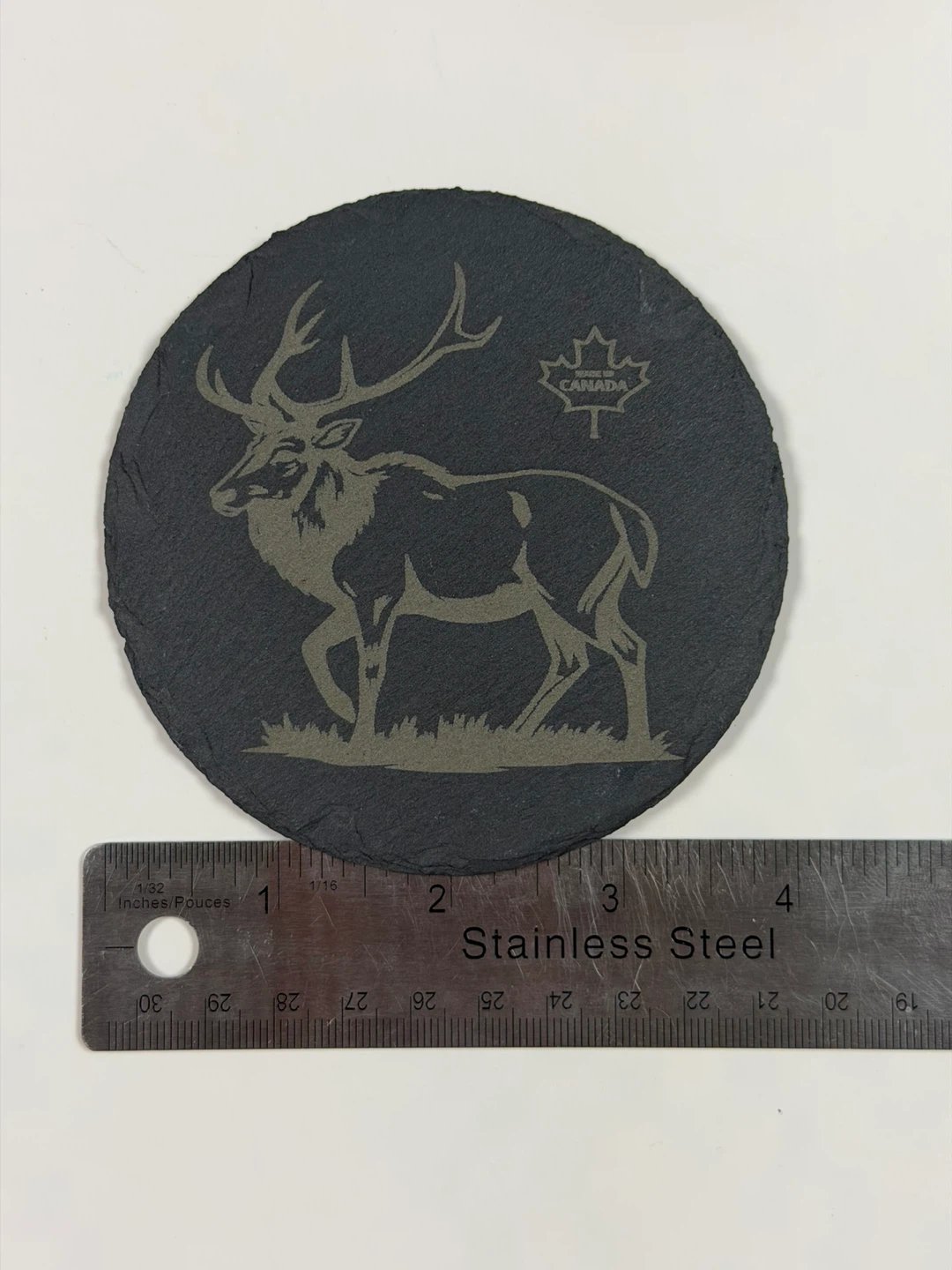 Set of 4 Round Slate Coasters with Canadian Wildlife designs - photo 2