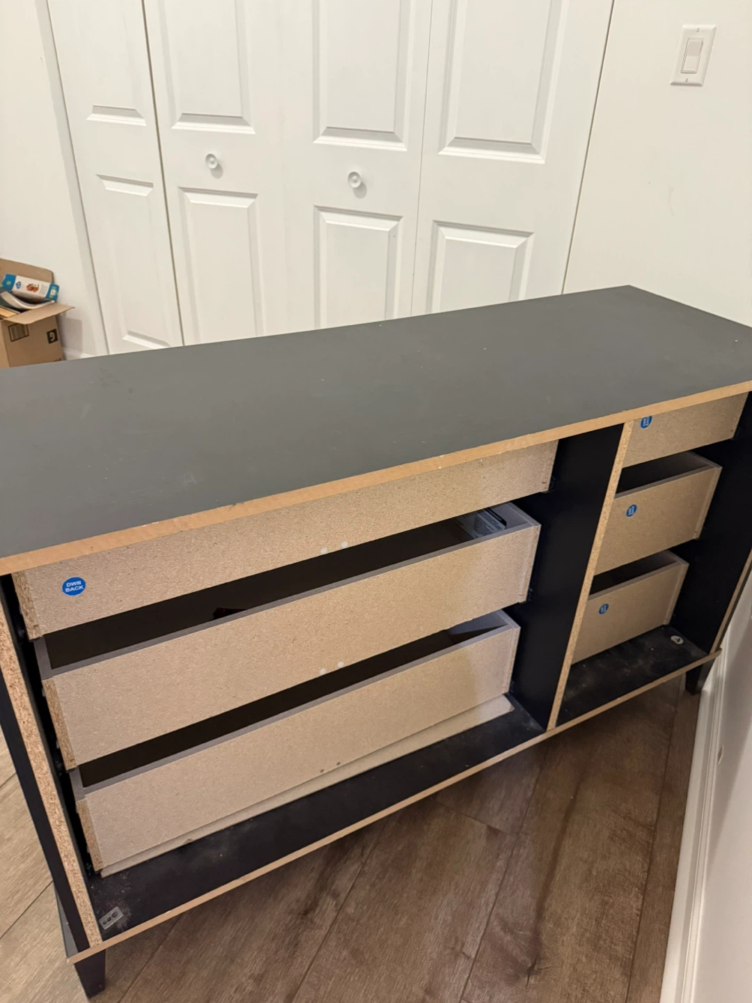 Black 6-Drawer Dresser with Gold Feather Pulls - photo 5