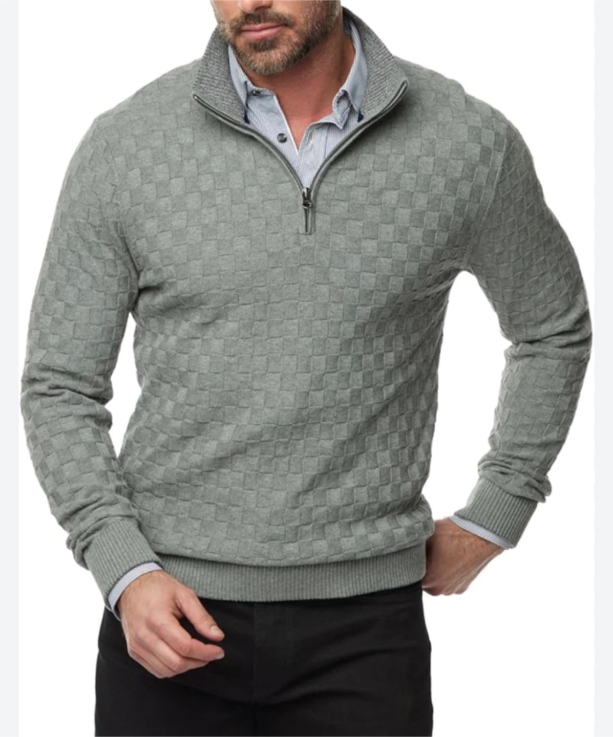 RUNCATI Grey Quarter-Zip Sweater - Size M