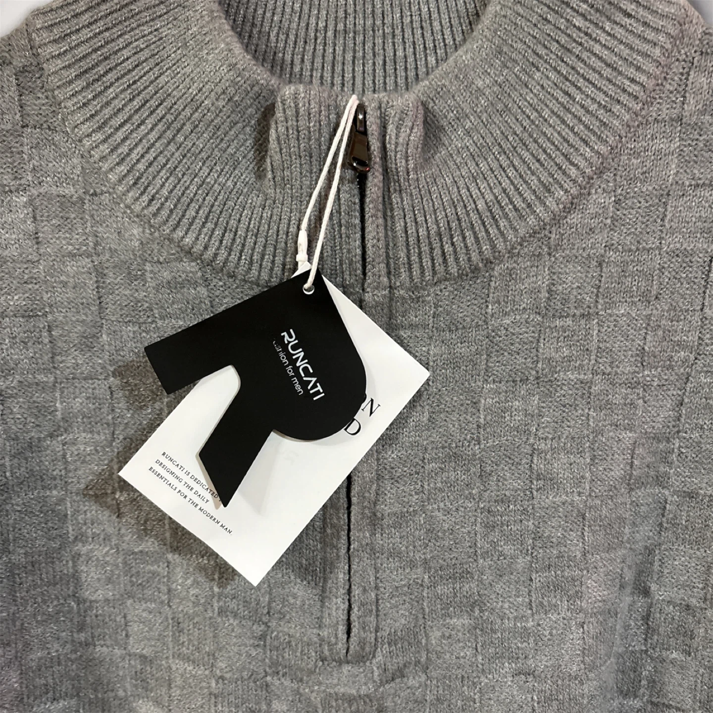 RUNCATI Grey Quarter-Zip Sweater - Size M - photo 3