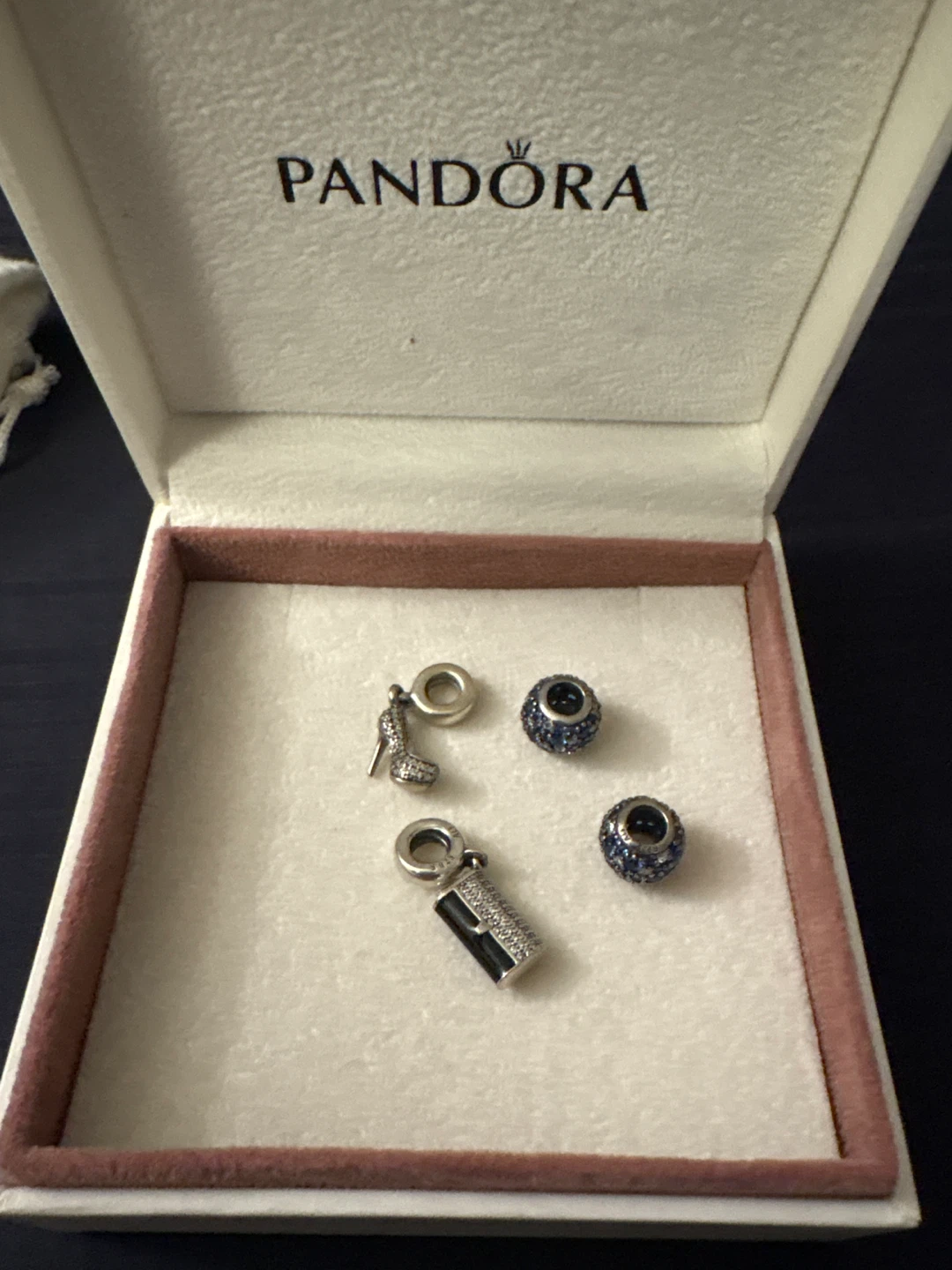 Pandora Charms - High Heel, Purse & Blue Sparkle Beads