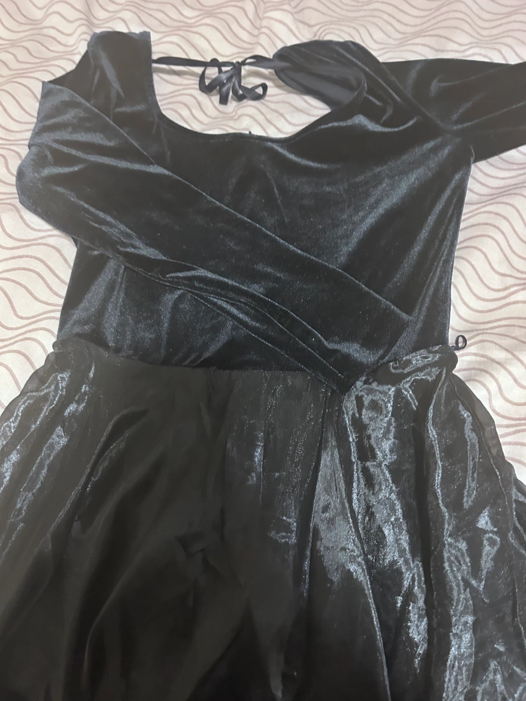 Black Velvet and Sheer Dress - photo 3