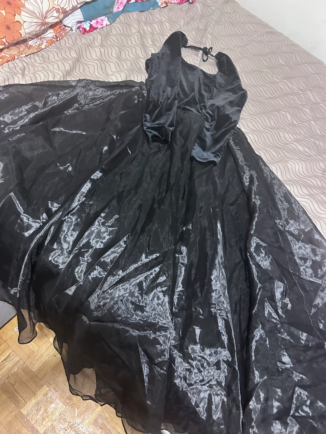 Black Velvet and Sheer Dress