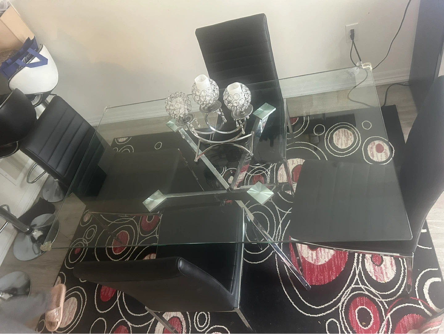 Glass Dining Table with 4 Black Chairs - photo 2