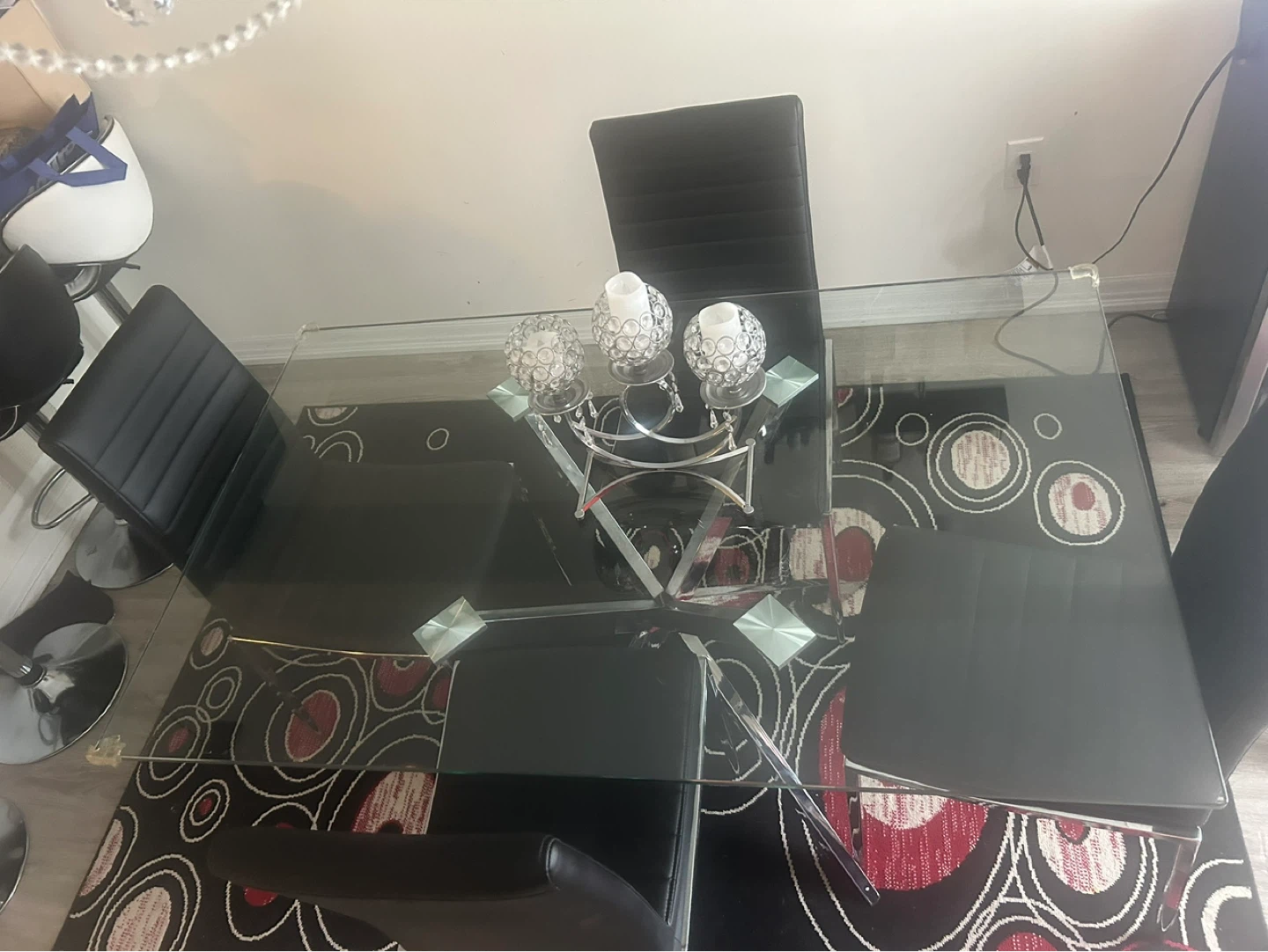 Glass Dining Table with 4 Black Chairs - photo 3