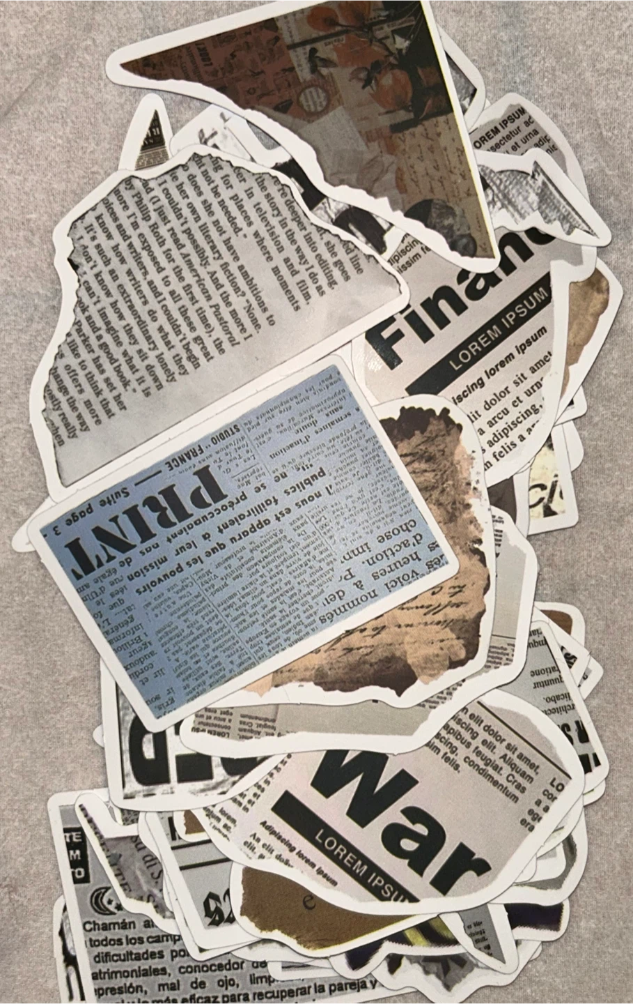 52-piece Newspaper & Magazine Style Stickers (Pack)