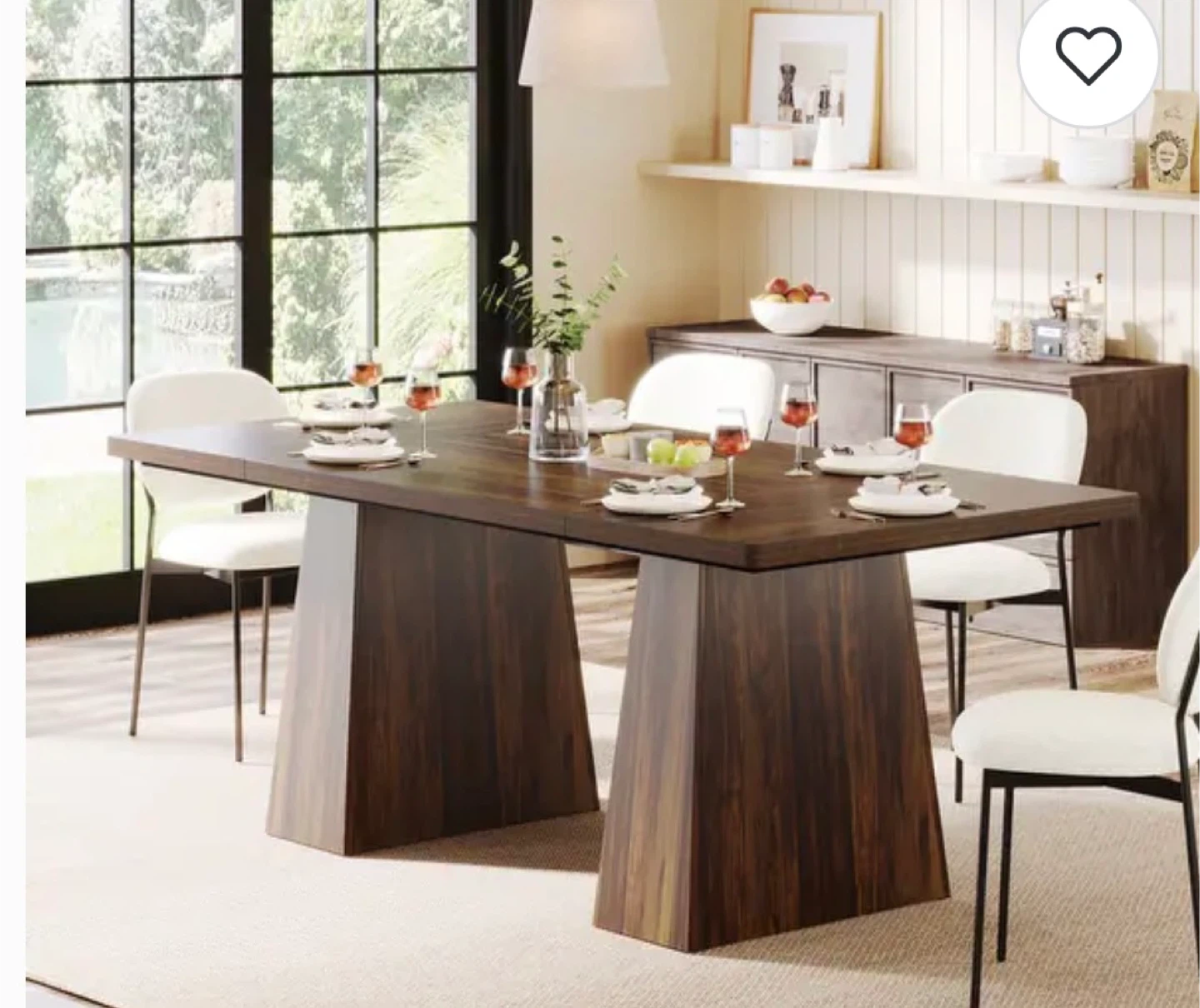 Dark Wood Dining Table with Pedestal Base - photo 3