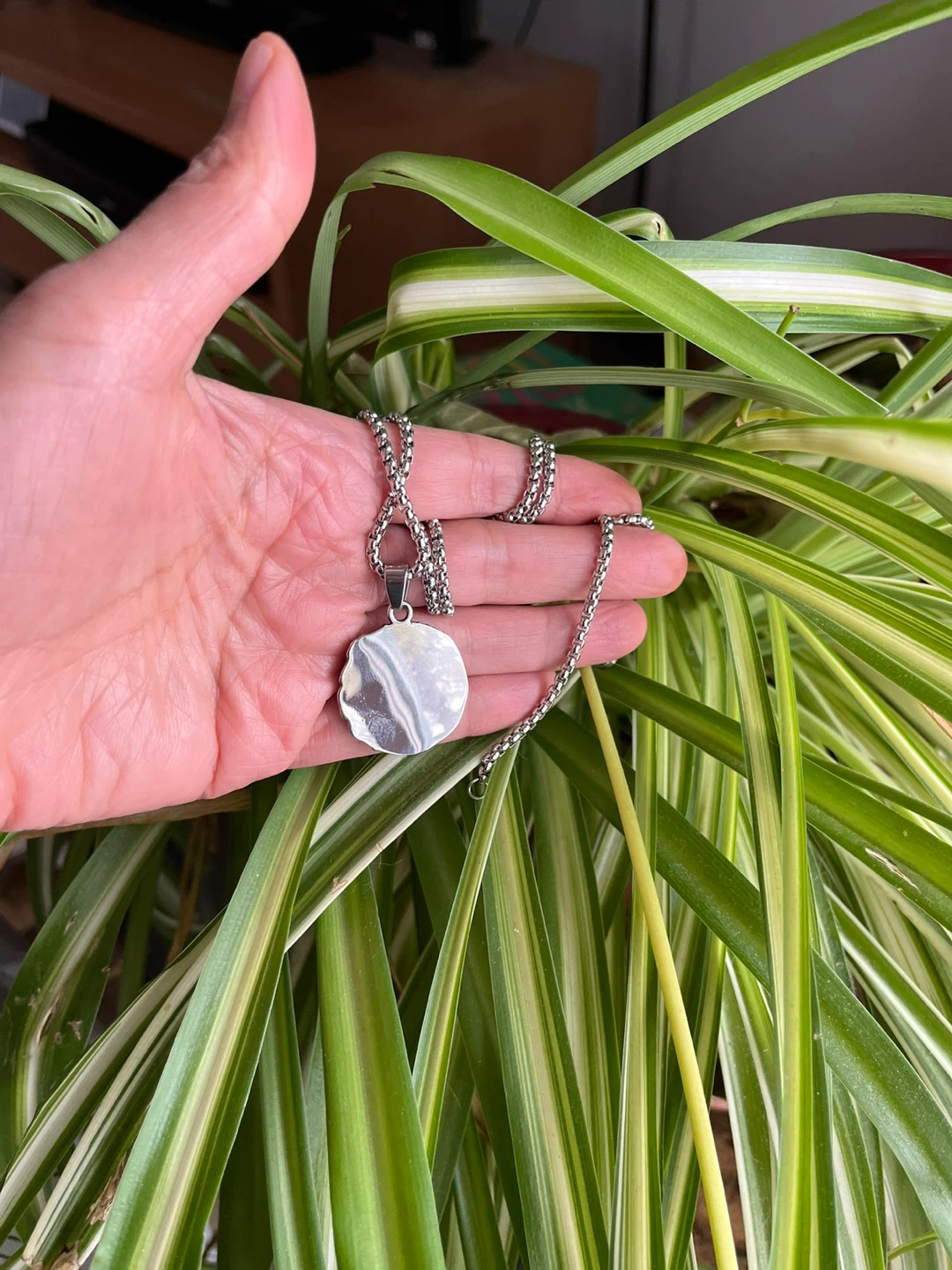Stainless Steel Pendant Necklace with Celestial Design - photo 2