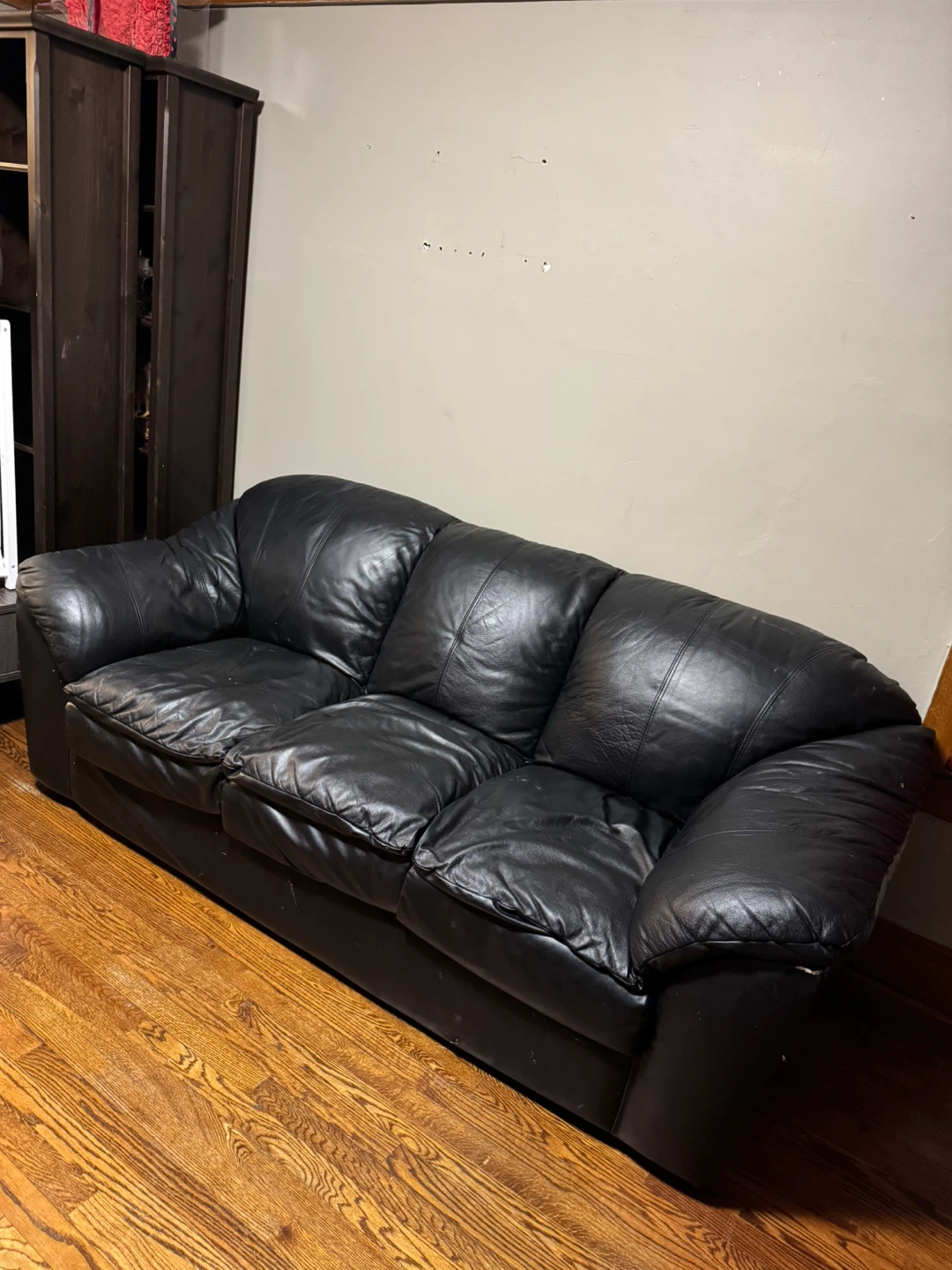 Black Leather Sofa - photo 3