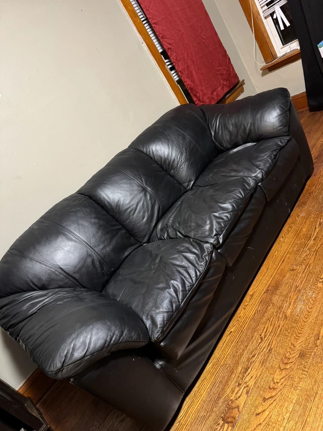 Black Leather Sofa - photo 2