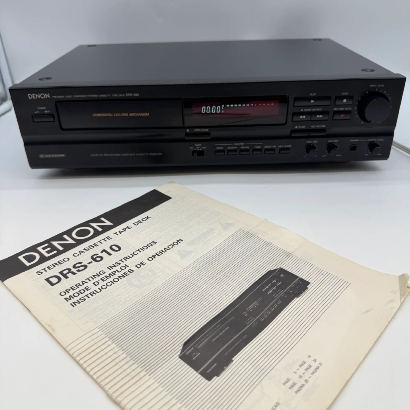 Vintage  Denon DRS-610 Cassette Deck HX Tested Manual, Japan