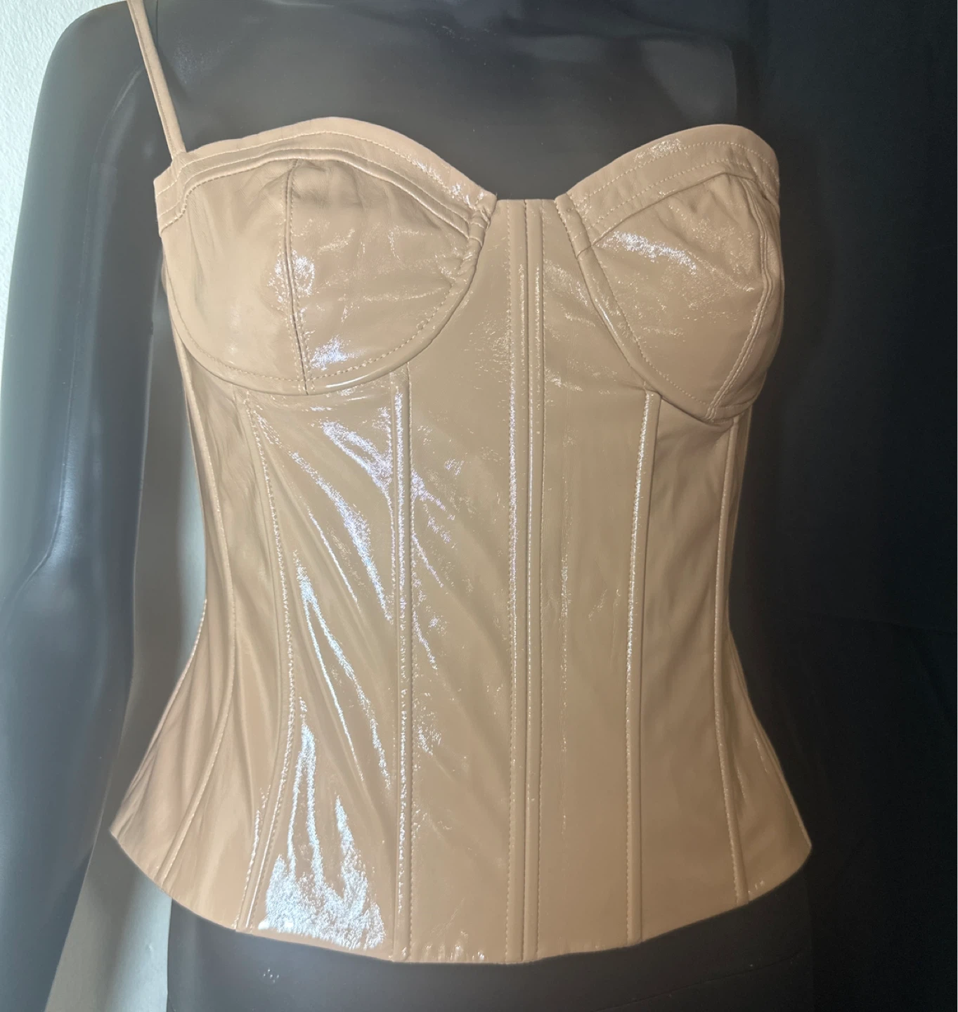 Tan Patent Corset Top