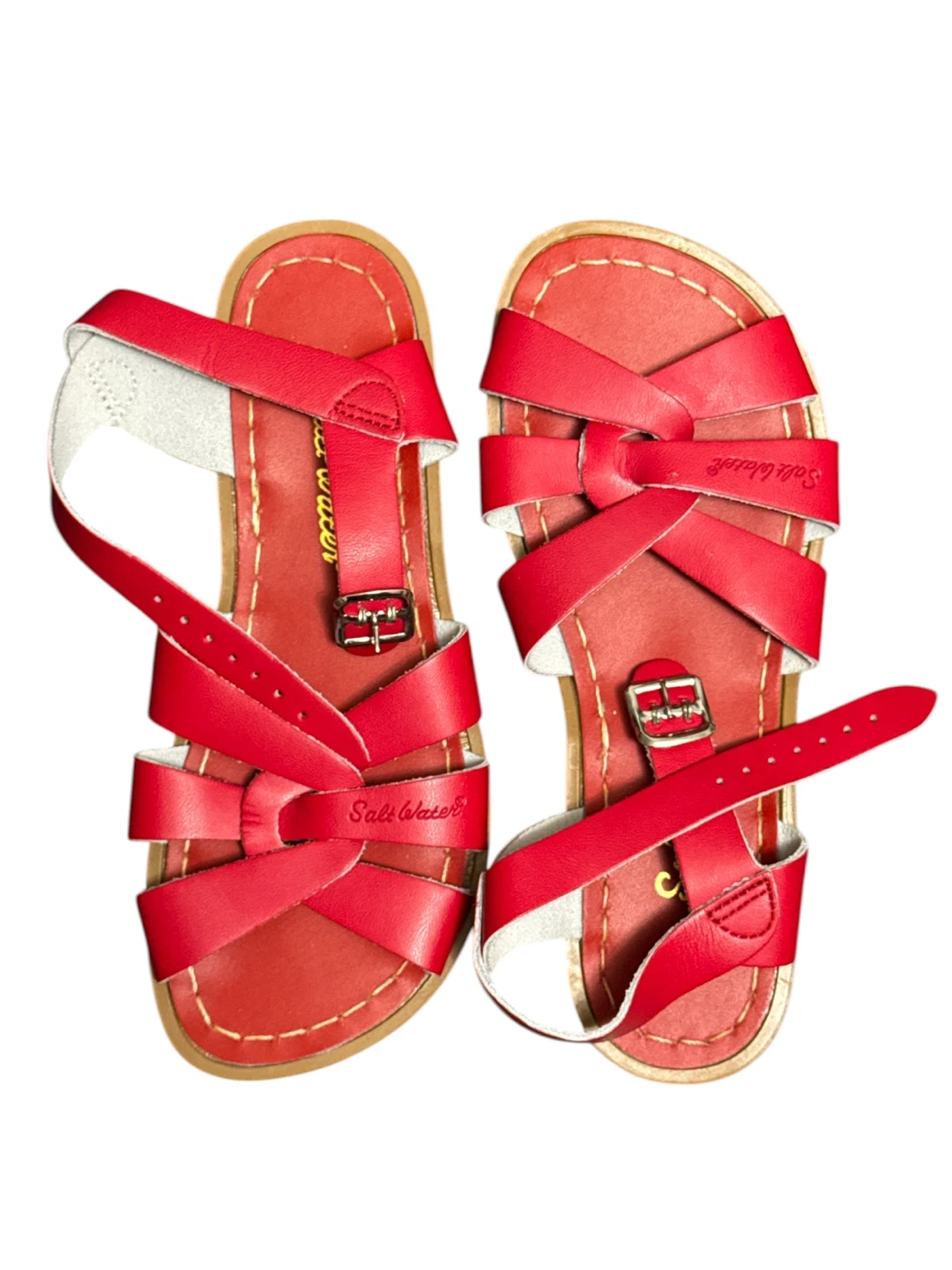 Salt Water Sandals - Red Leather (Size 3 Toddler)