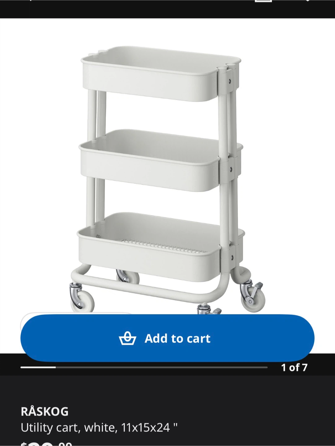 IKEA RASKOG 3-Tier White Utility Cart - photo 2