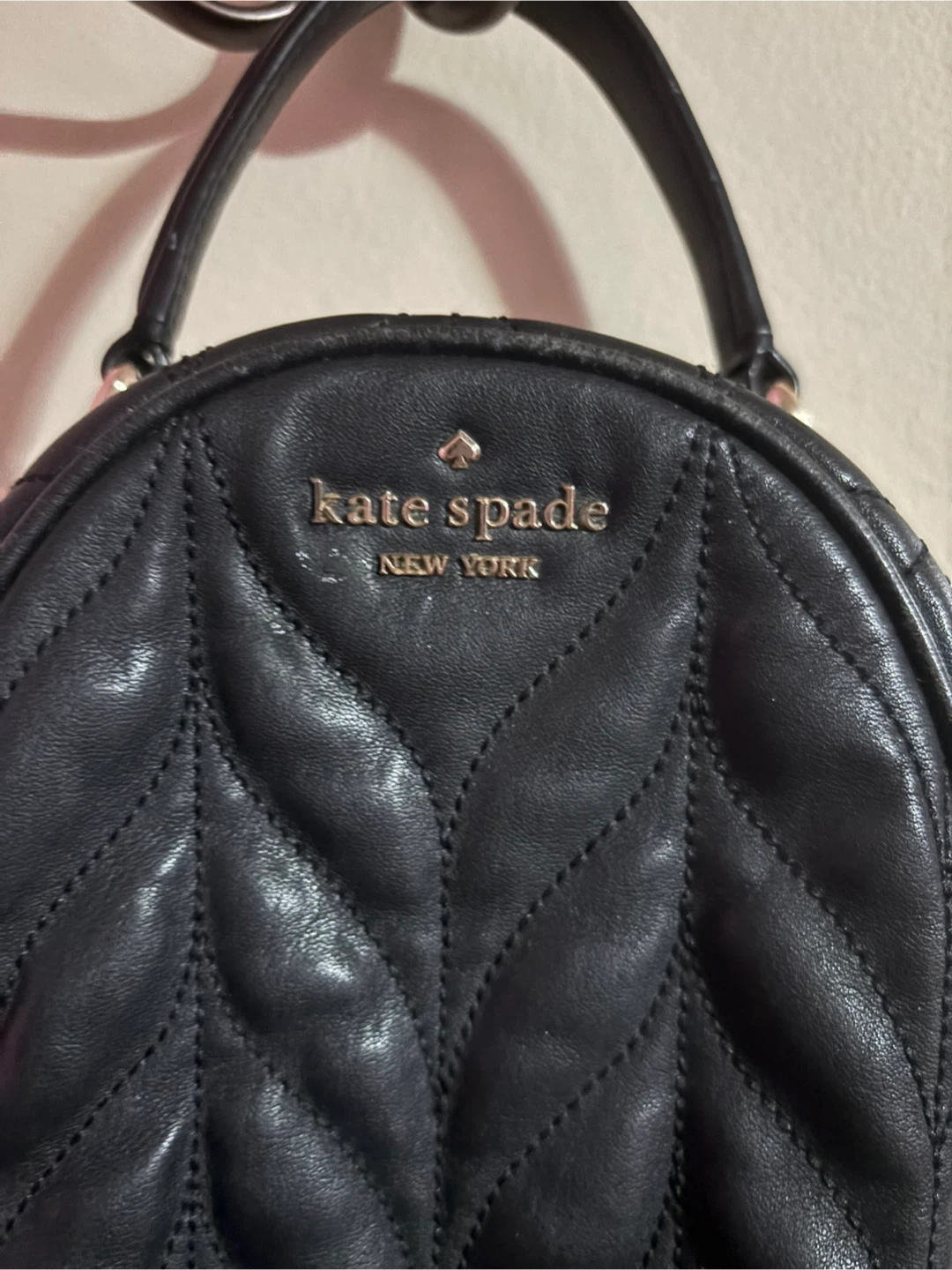 Kate Spade Black Quilted Leather Mini Backpack Purse