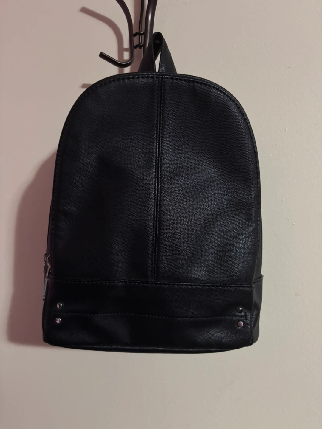 Zara Black Faux Leather Backpack