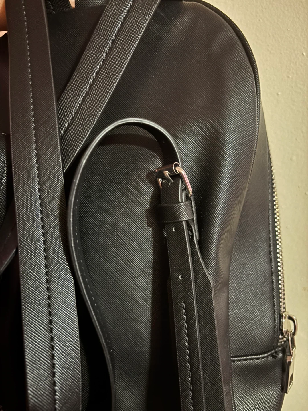 Zara Black Faux Leather Backpack - photo 3