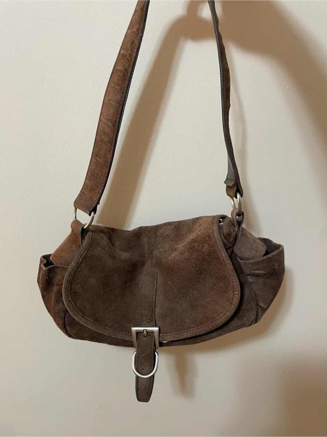 Brown Suede Shoulder Bag