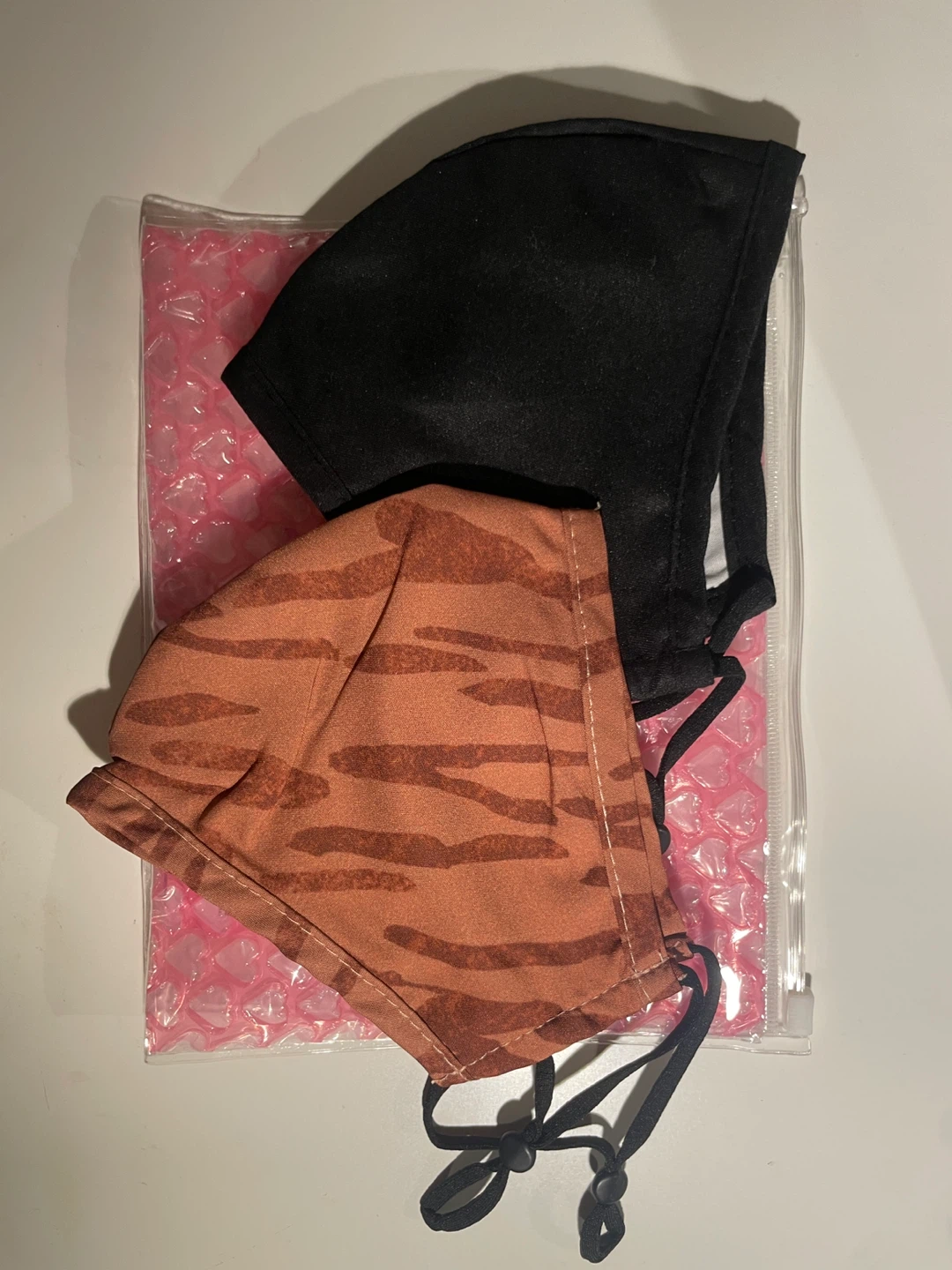 2 Pack Face Masks - Black & Tiger Print