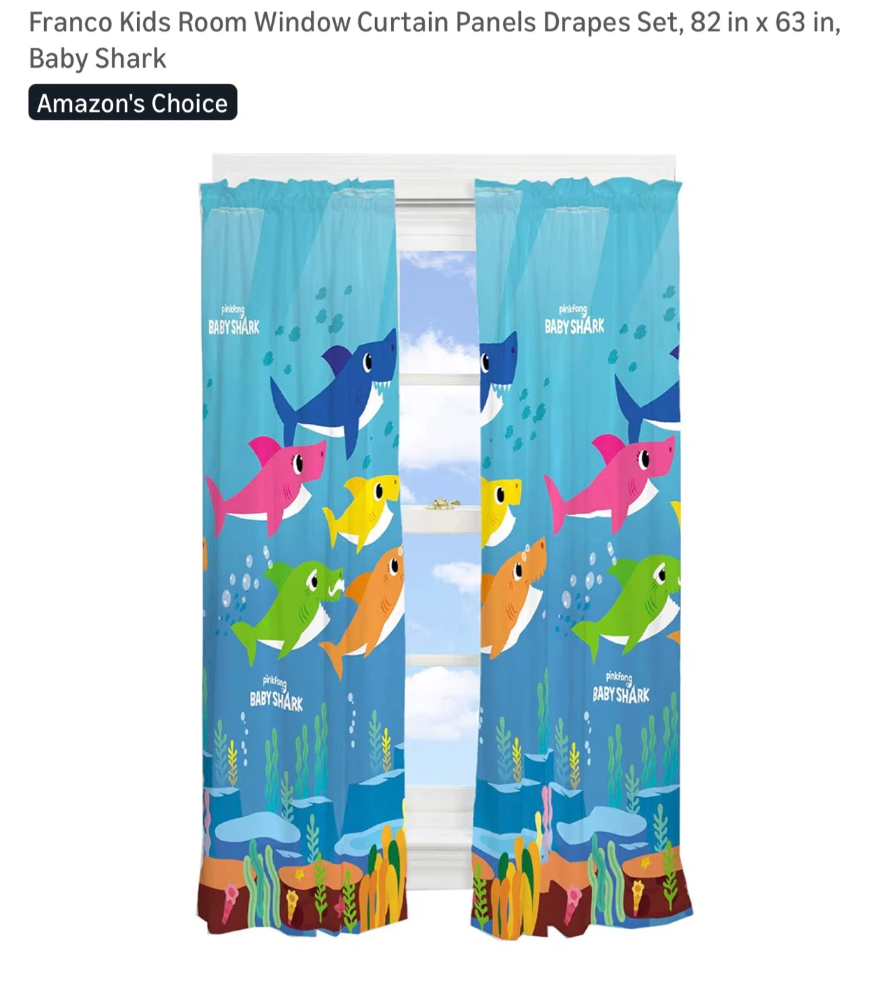 Pinkfong Baby Shark Curtain Panels - photo 2