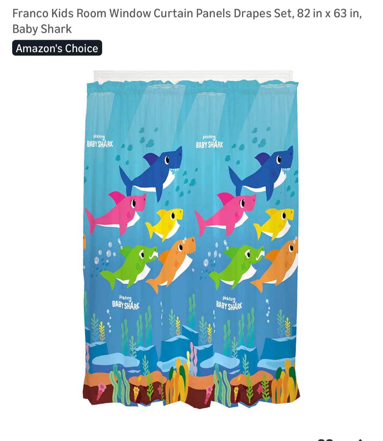 Pinkfong Baby Shark Curtain Panels