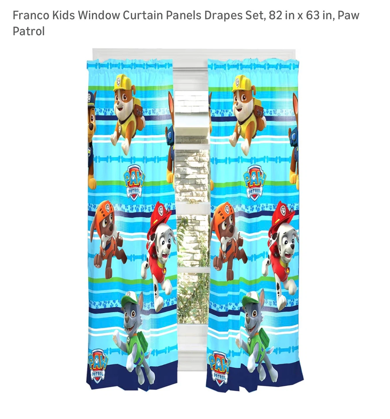 Franco Kids Paw Patrol Window Curtain Panels Drapes Set