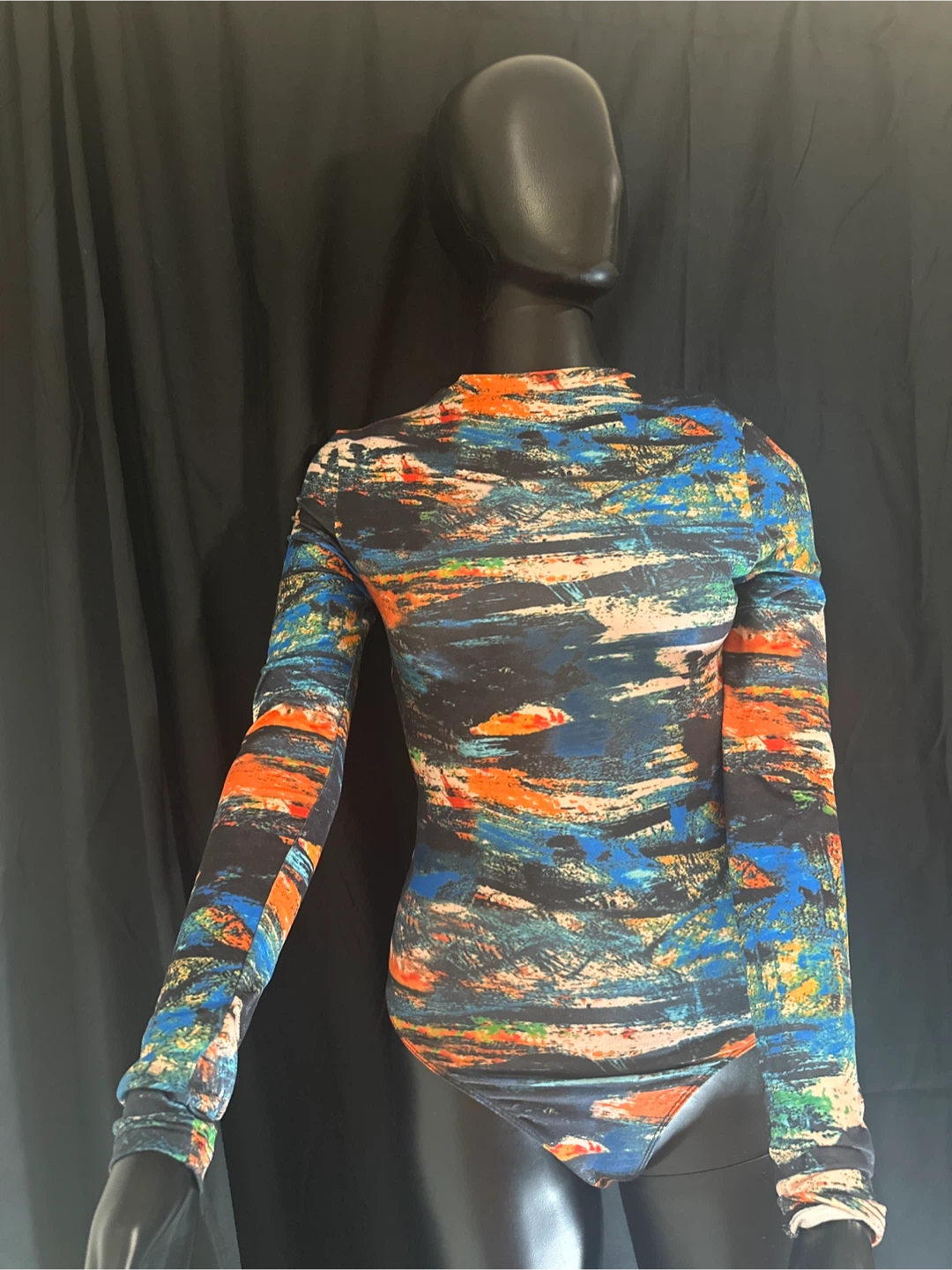 Abstract Print Long Sleeve Bodysuit