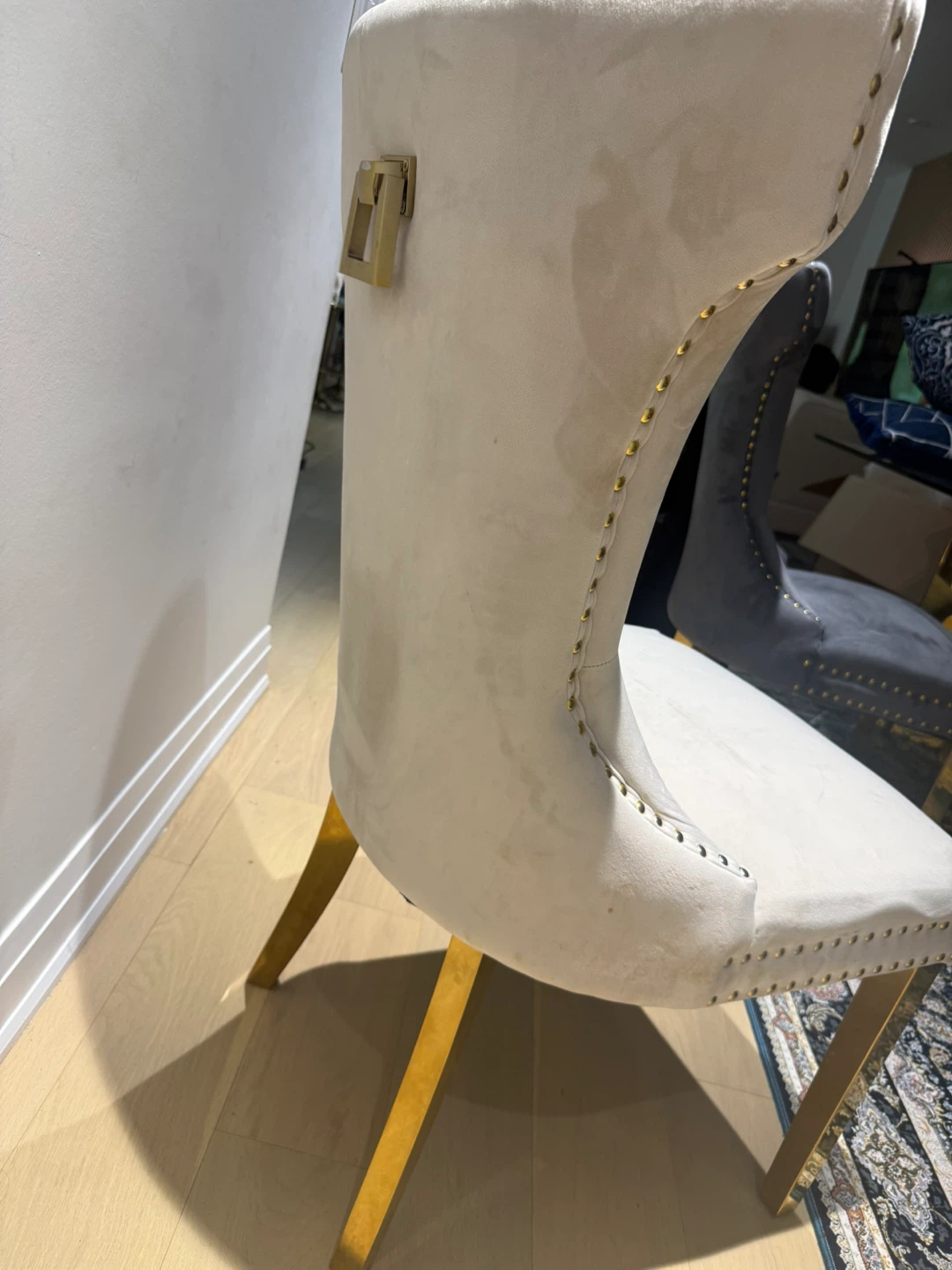 Velvet Dining Chair - Beige - photo 3