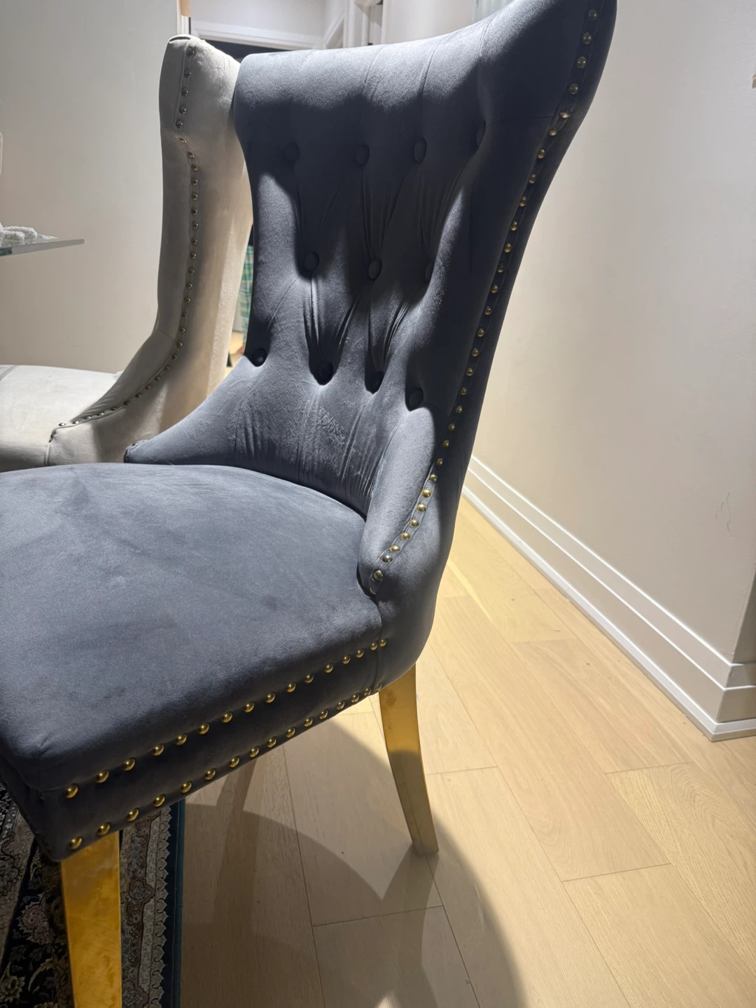 Velvet Dining Chair - Beige - photo 4
