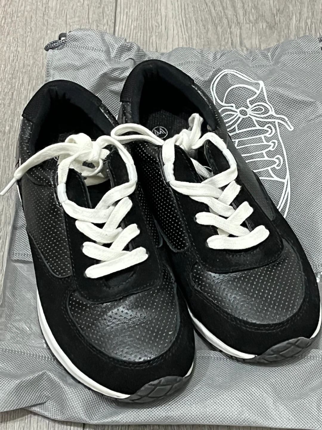 Black and Suede Sneakers with White Laces