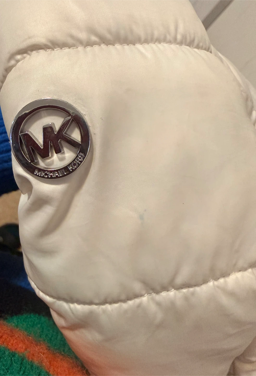 Michael Kors Cream Puffer Jacket with Faux Fur Hood - photo 3
