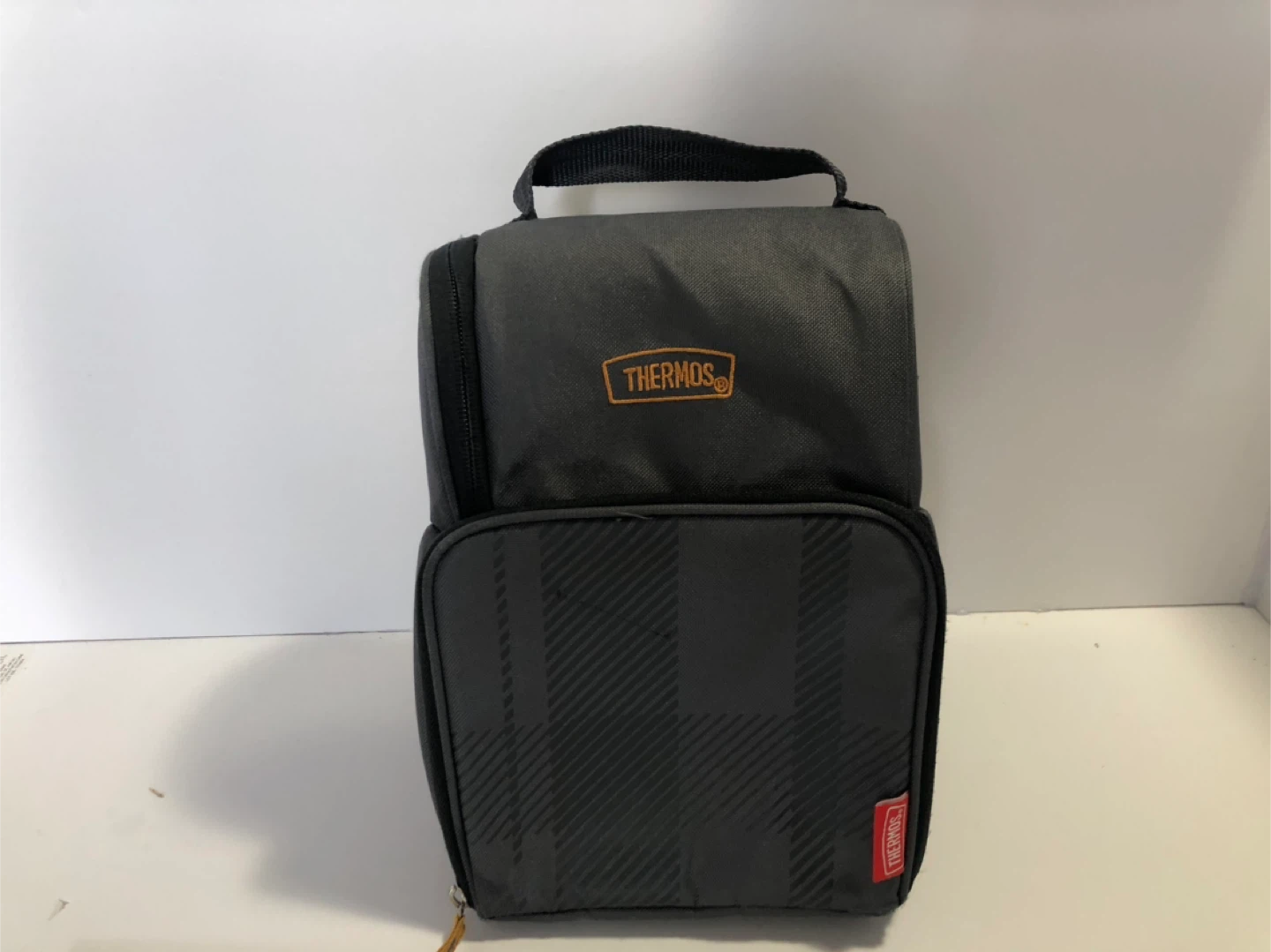 Thermos Lunch Bag Gray Plaid Insulated