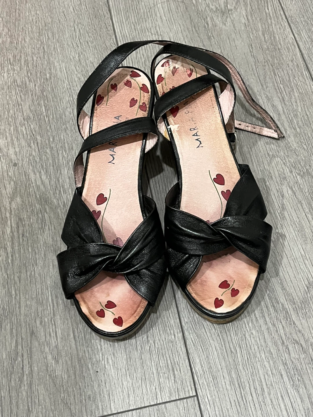 Maria Pia Black Wedge Sandals