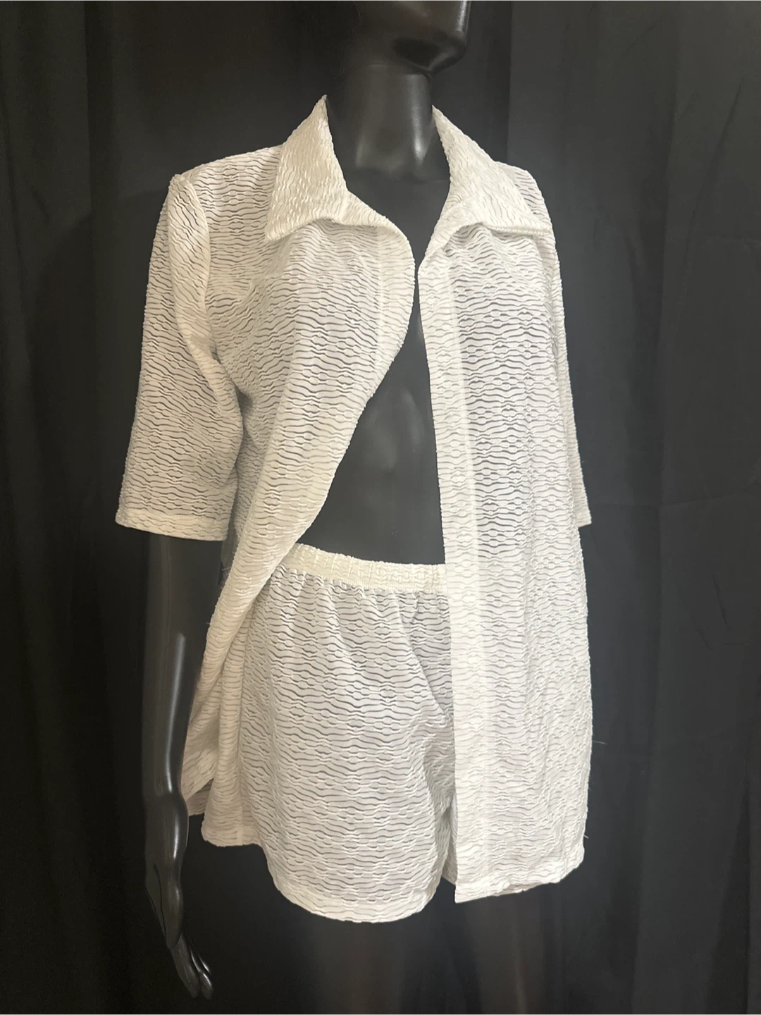 White Textured Short Set - photo 2