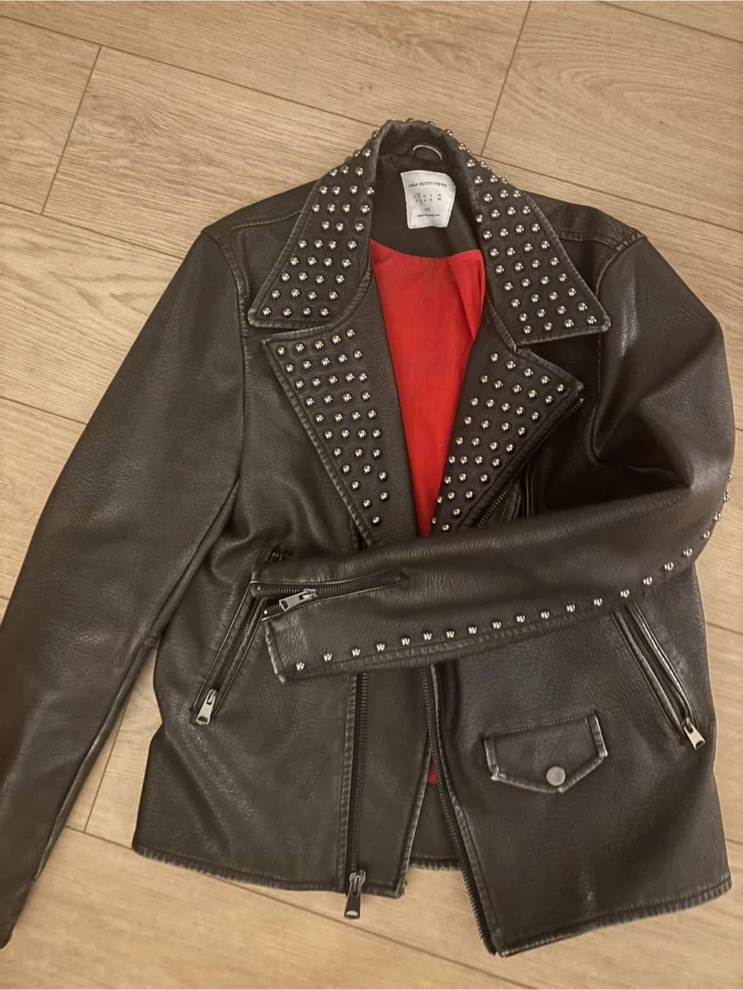 Urban Outfitters Faux Leather moto jacket embroidered tiger