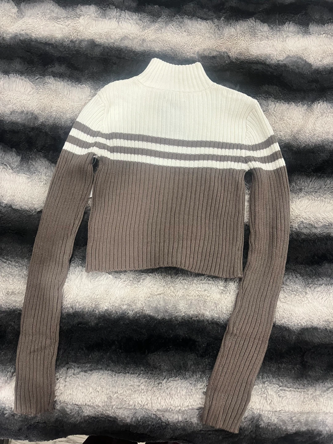 ARDENE Striped Mock Neck Cropped Sweater - photo 2