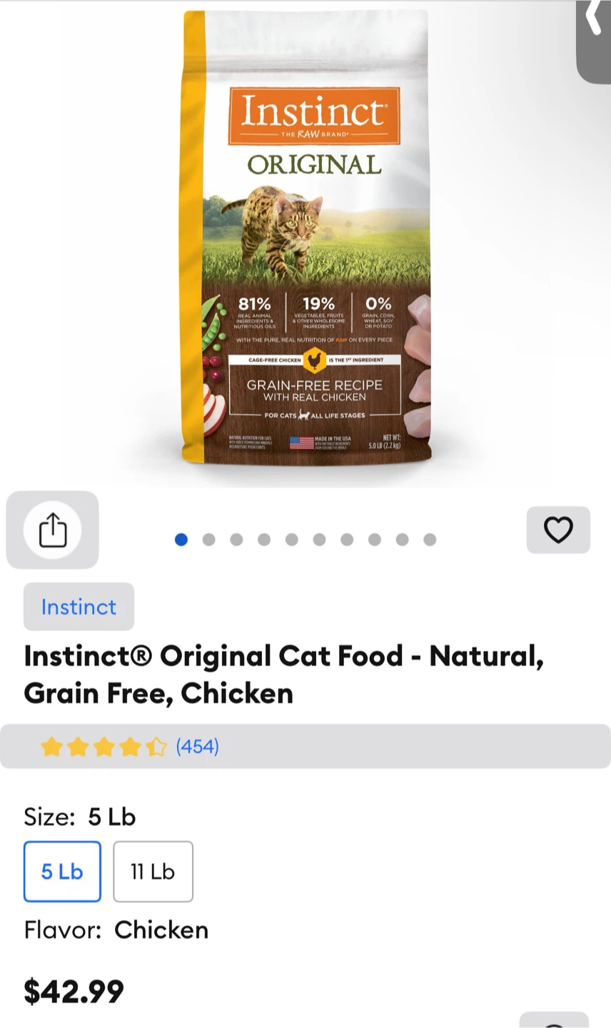 Instinct Original Cat Food - 5 Lb Bag and wet food