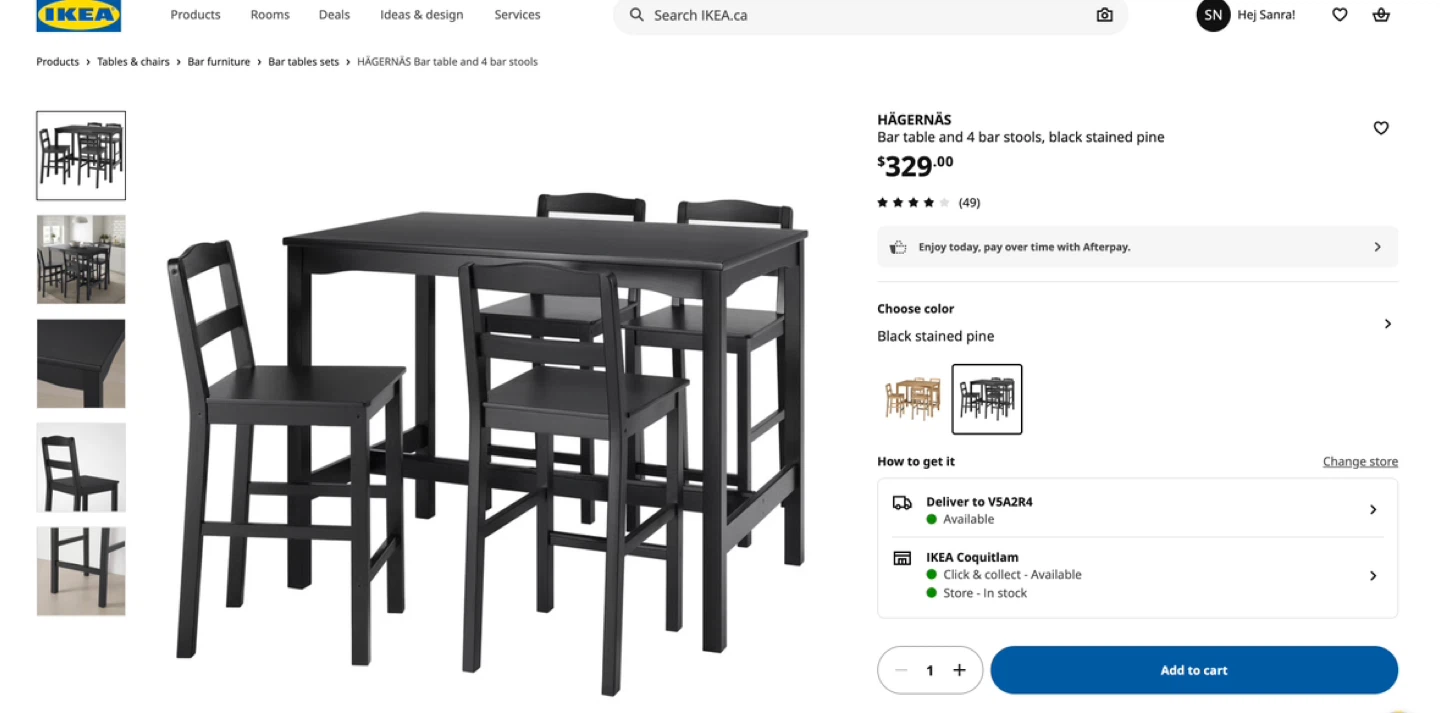 IKEA dining table + 4 chairs - Black - photo 4