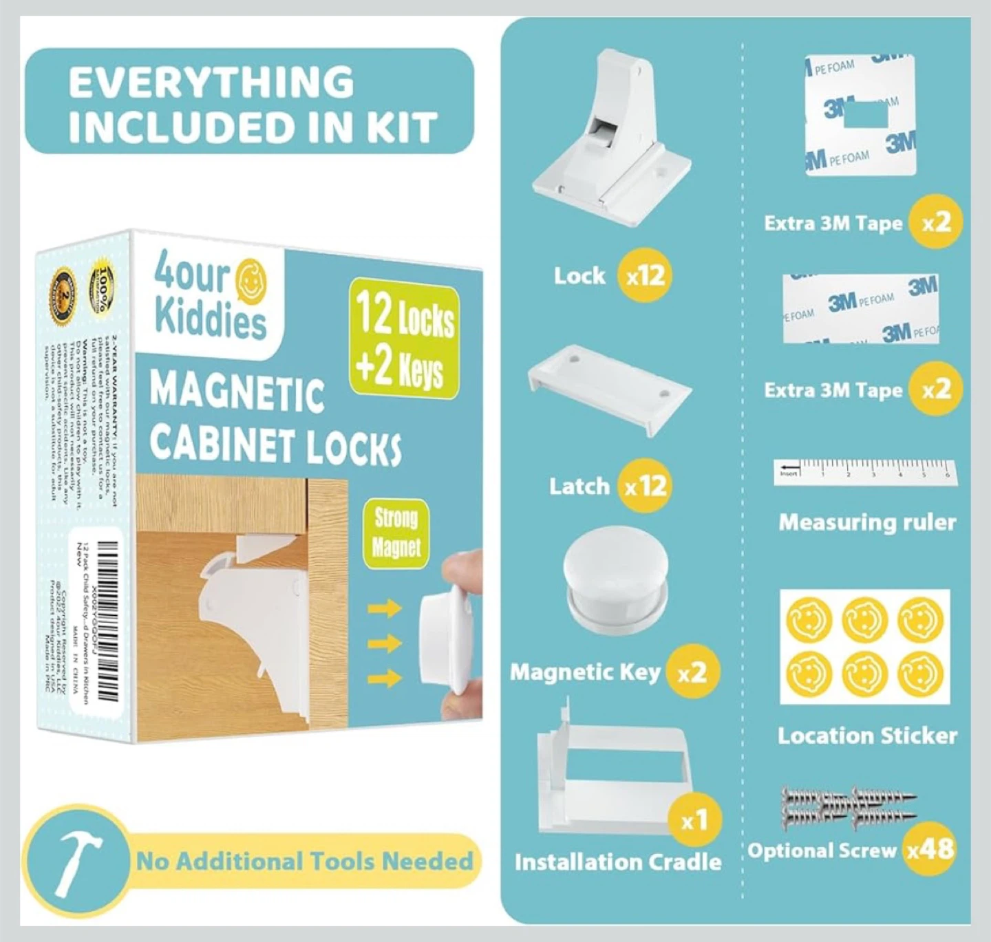4our Kiddies Magnetic Cabinet Locks - 12 Locks + 2 Keys - photo 2