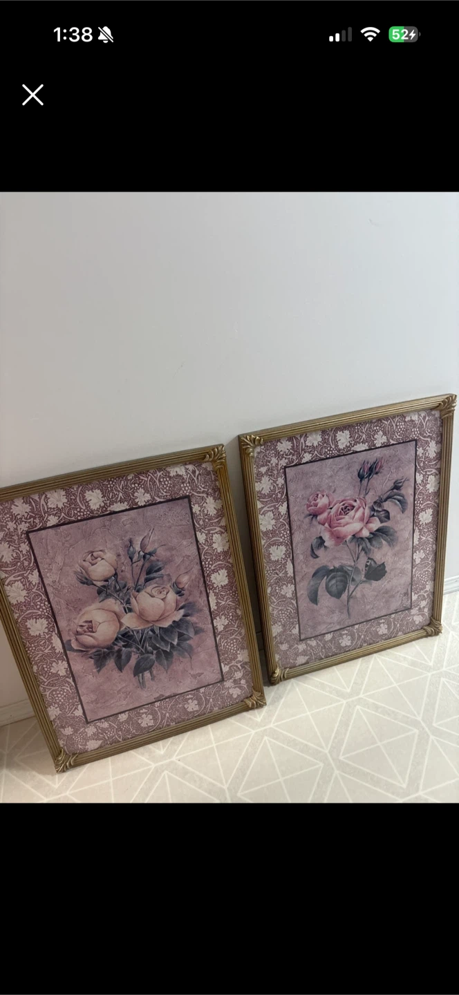 Pair of Framed Rose Pictures