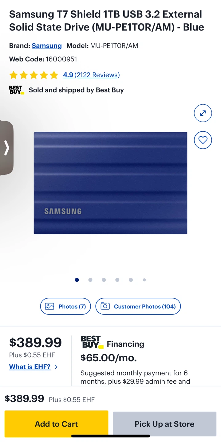 SAMSUNG T7 Shield SSD 1TB Hardrive Storage for Windows and Mac - photo 3