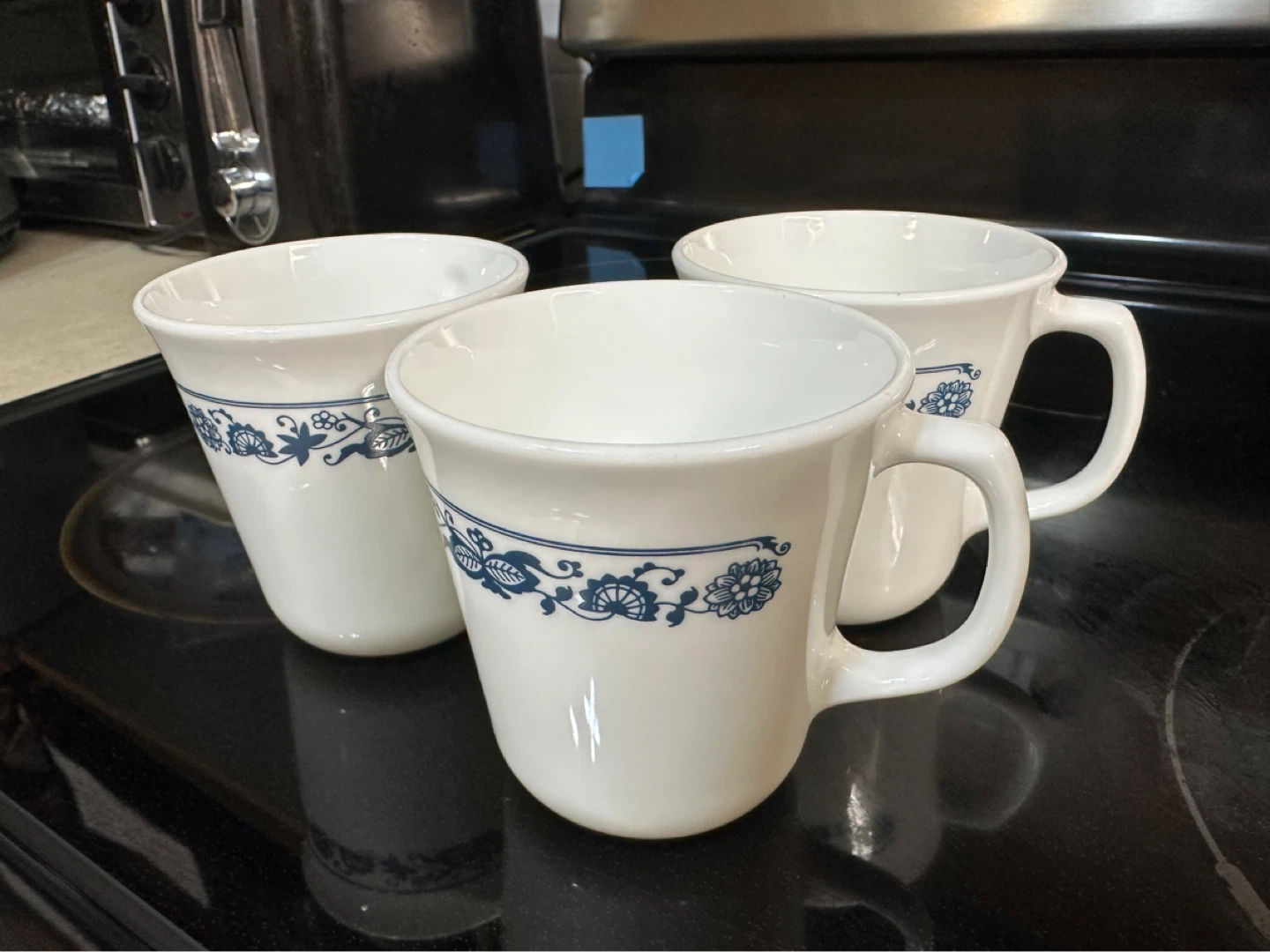 Set of 3 Corelle Blue Floral Mugs