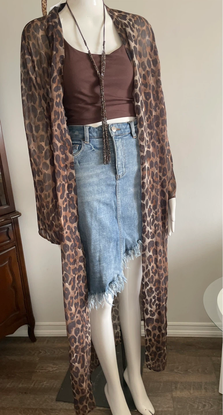 Leopard Print Sheer Kimono Cardigan - photo 3