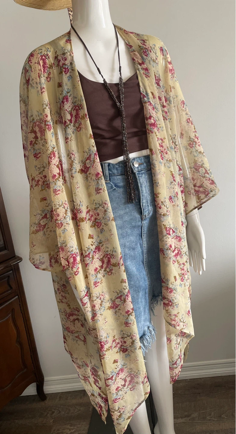 Floral Print Kimono Cover-Up