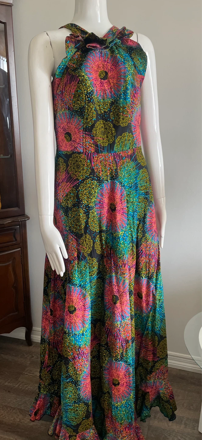 Maxi Dress with Ruffle Neckline