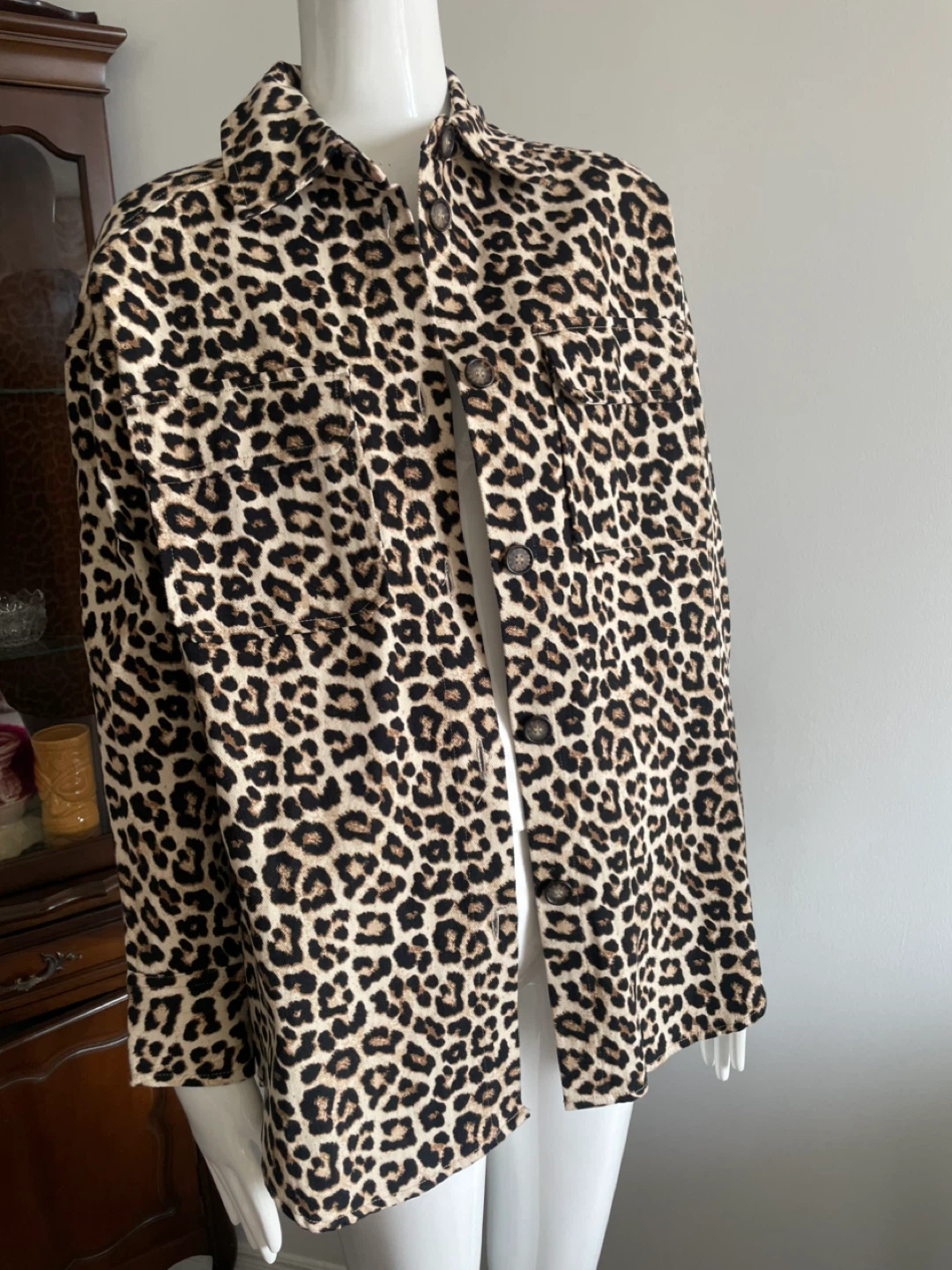 Leopard Print Button-Up Jacket