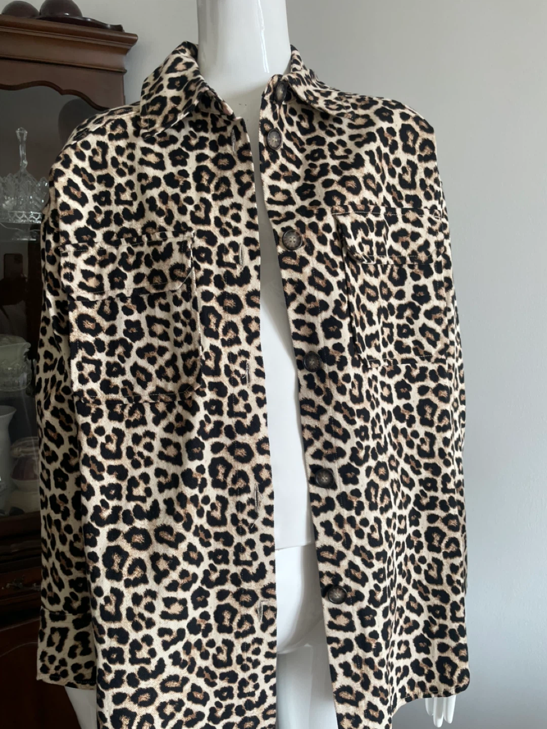 Leopard Print Button-Up Jacket - photo 2