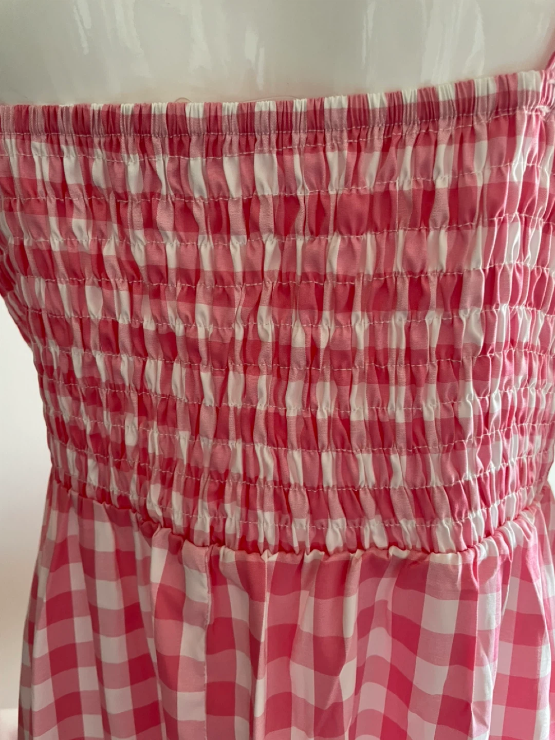 Pink Gingham Maxi Dress with Smocked Bodice - photo 3